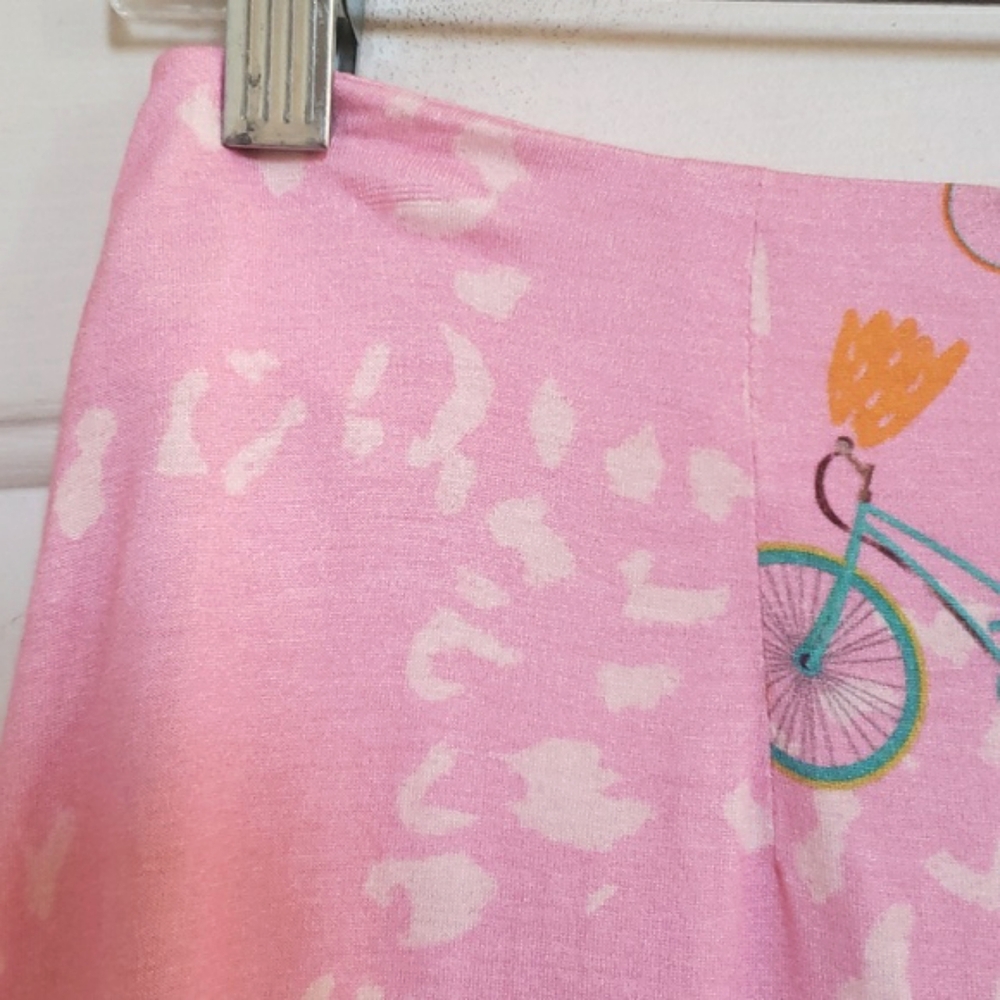 BENARES Pink Orange Bicycle Print Mini Skirt • Size Small - Picture 8 of 10